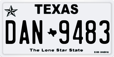 TX license plate DAN9483