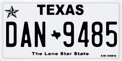 TX license plate DAN9485