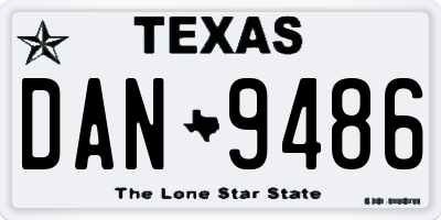TX license plate DAN9486