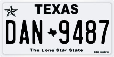 TX license plate DAN9487