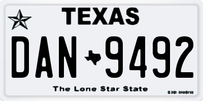 TX license plate DAN9492
