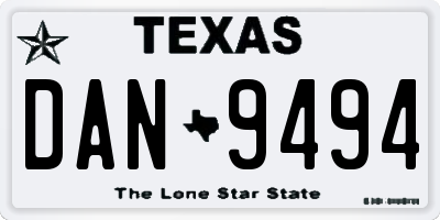 TX license plate DAN9494