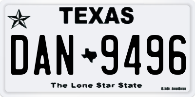 TX license plate DAN9496