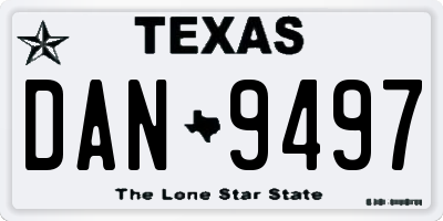 TX license plate DAN9497