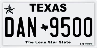 TX license plate DAN9500