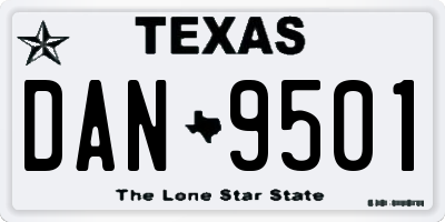 TX license plate DAN9501