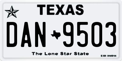 TX license plate DAN9503
