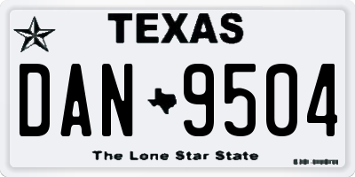 TX license plate DAN9504