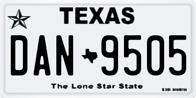 TX license plate DAN9505