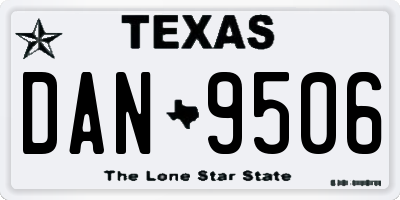 TX license plate DAN9506