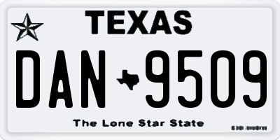 TX license plate DAN9509