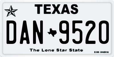 TX license plate DAN9520