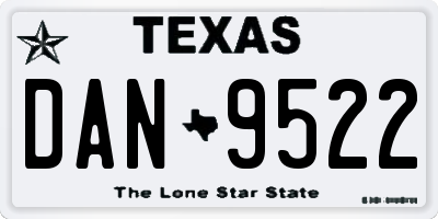 TX license plate DAN9522
