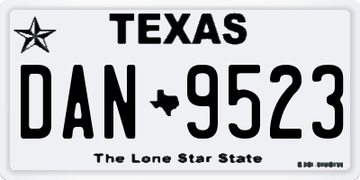 TX license plate DAN9523