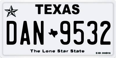 TX license plate DAN9532