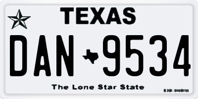 TX license plate DAN9534