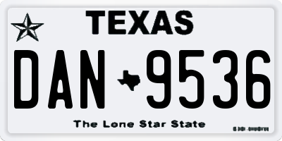 TX license plate DAN9536