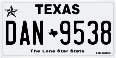 TX license plate DAN9538