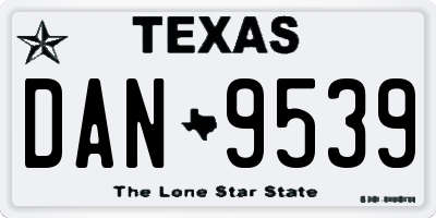 TX license plate DAN9539