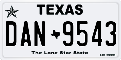 TX license plate DAN9543