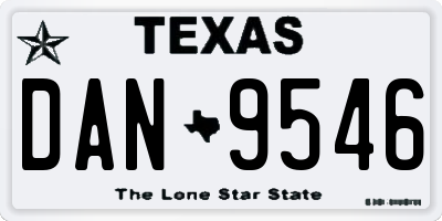 TX license plate DAN9546