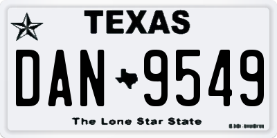 TX license plate DAN9549