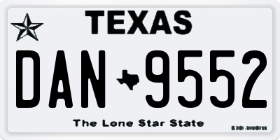 TX license plate DAN9552