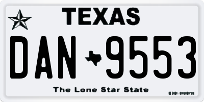 TX license plate DAN9553