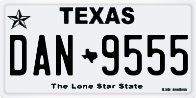 TX license plate DAN9555