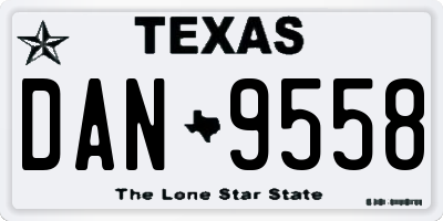 TX license plate DAN9558
