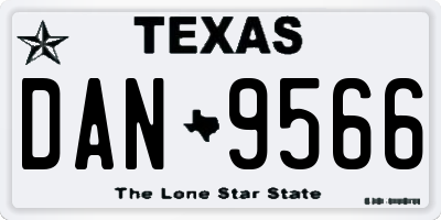 TX license plate DAN9566