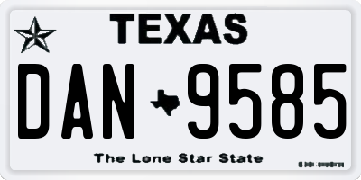 TX license plate DAN9585
