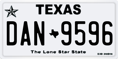 TX license plate DAN9596