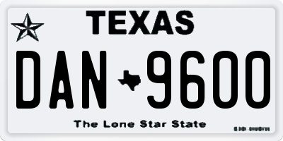 TX license plate DAN9600