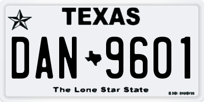 TX license plate DAN9601