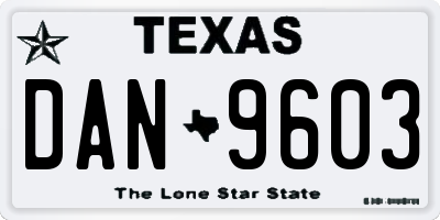 TX license plate DAN9603