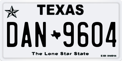 TX license plate DAN9604