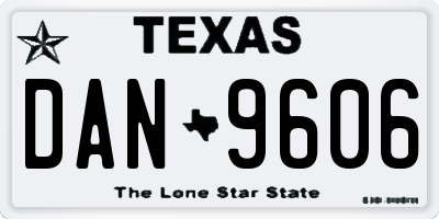 TX license plate DAN9606