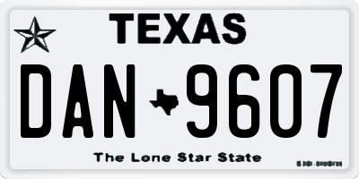 TX license plate DAN9607