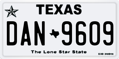 TX license plate DAN9609