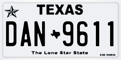 TX license plate DAN9611