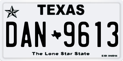 TX license plate DAN9613