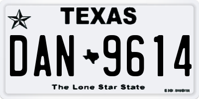 TX license plate DAN9614