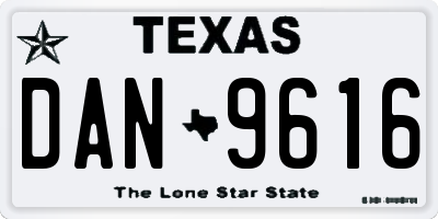 TX license plate DAN9616