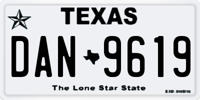 TX license plate DAN9619