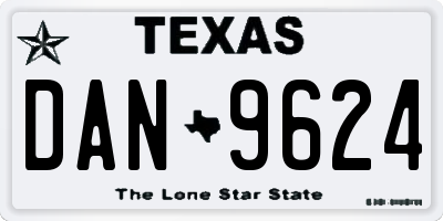 TX license plate DAN9624