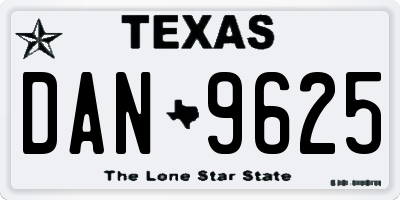 TX license plate DAN9625