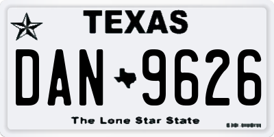 TX license plate DAN9626
