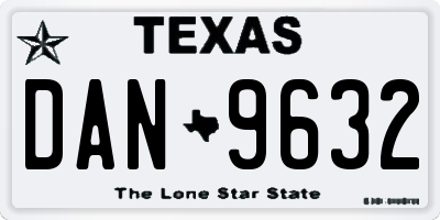 TX license plate DAN9632