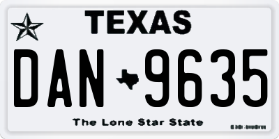 TX license plate DAN9635
